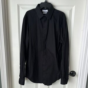 Men's Calvin Klein Black Dress Shirt Classic Formal Design size large
